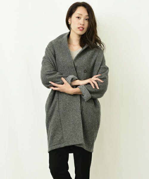 actuel（アクチュエル）の「スライバーニットコート（その他アウター・レディース・チャコールグレー/ネイビー・FREE）」の4枚目の写真