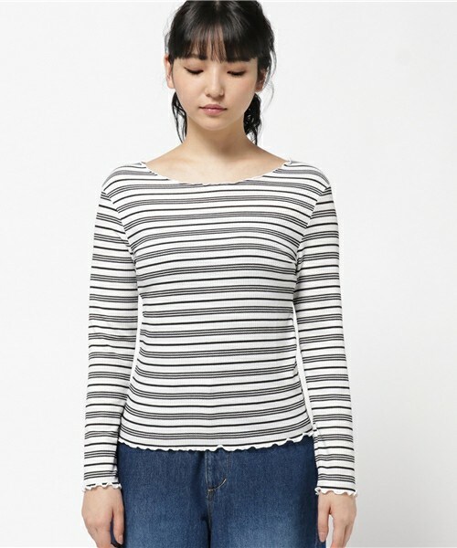 archives（アルシーヴ）の「メローマルチボーダープルオーバー（Tシャツ/カットソー・レディース・オフホワイト/ブラック/ネイビー・MEDIUM）」の4枚目の写真