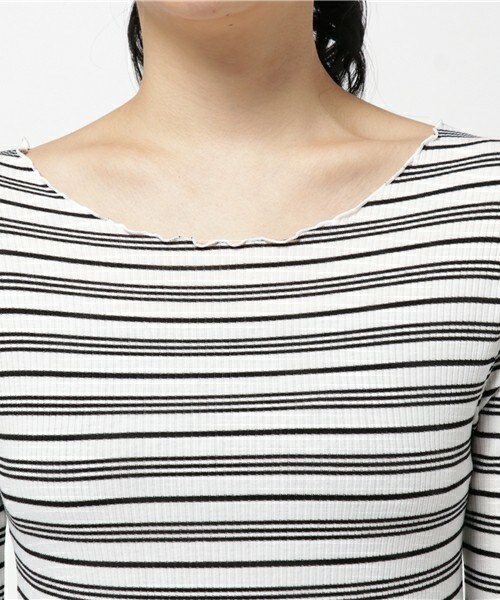 archives（アルシーヴ）の「メローマルチボーダープルオーバー（Tシャツ/カットソー・レディース・オフホワイト/ブラック/ネイビー・MEDIUM）」の7枚目の写真