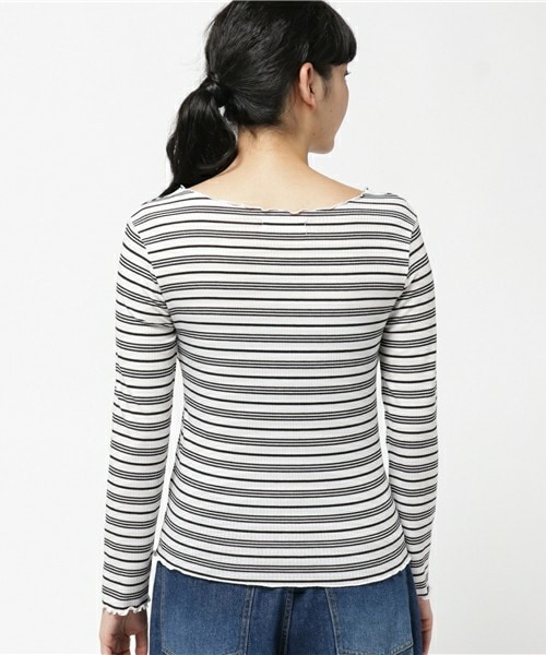 archives（アルシーヴ）の「メローマルチボーダープルオーバー（Tシャツ/カットソー・レディース・オフホワイト/ブラック/ネイビー・MEDIUM）」の6枚目の写真