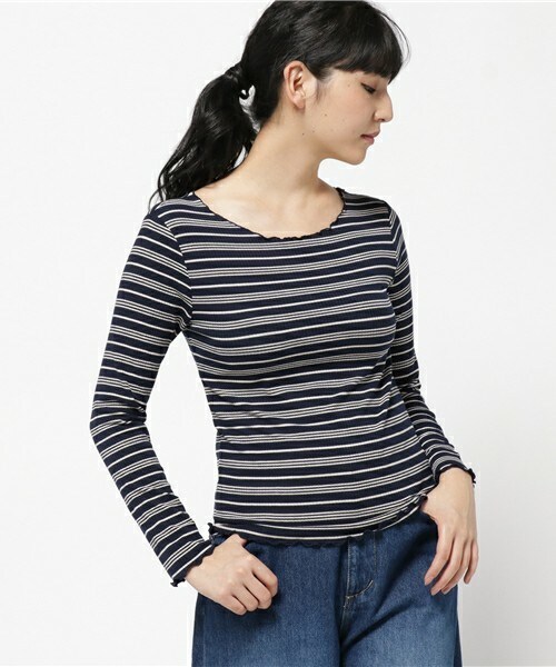 archives（アルシーヴ）の「メローマルチボーダープルオーバー（Tシャツ/カットソー・レディース・オフホワイト/ブラック/ネイビー・MEDIUM）」の3枚目の写真