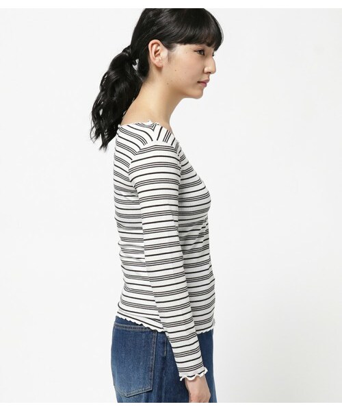 archives（アルシーヴ）の「メローマルチボーダープルオーバー（Tシャツ/カットソー・レディース・オフホワイト/ブラック/ネイビー・MEDIUM）」の5枚目の写真