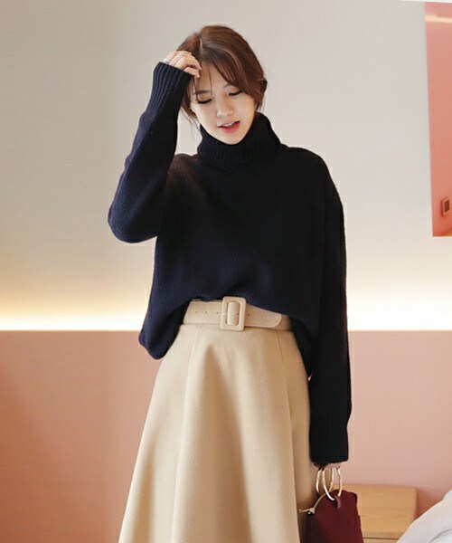 DHOLIC(ディーホリック)の「2WAYウール混ニットプルオーバー(ニット/セーター・レディース・ネイビー/グレー/ピンク/ベージュ/ワイン・FREE)」の1枚目の写真