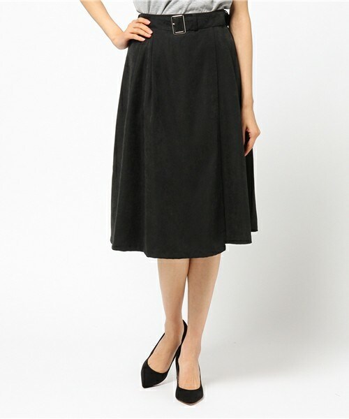 archives（アルシーヴ）の「共布ベルトフレアスカート（スカート・レディース・ブラック/キャメル/ピンク・MEDIUM）」の2枚目の写真