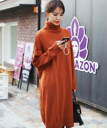 DHOLIC | タートルネックニットミディワンピース(ワンピース)