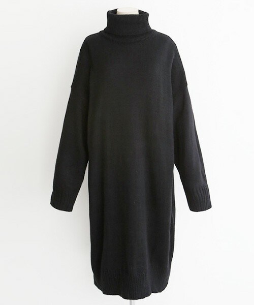 DHOLIC（ディーホリック）の「タートルネックニットミディワンピース（ワンピース・レディース・ダークオレンジ/ブラック/ベージュ・FREE）」の2枚目の写真