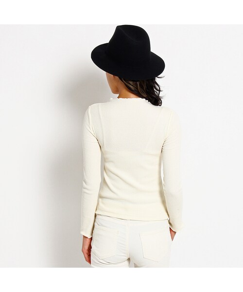 OZOC（オゾック）の「細リブニットトップス（トップス・レディース・オフホワイト/ブラック/キャメル/ボルドー・その他）」の7枚目の写真