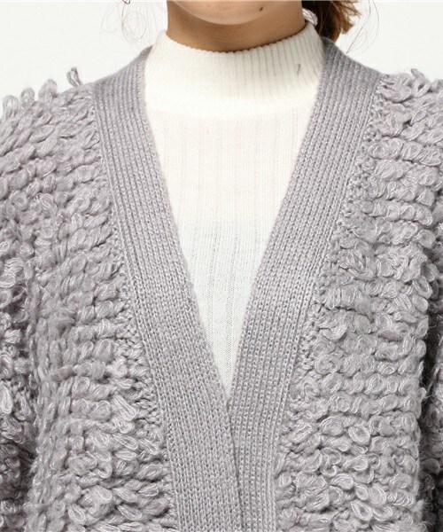 archives（アルシーヴ）の「ループ編みトッパーニットカーディガン（カーディガン/ボレロ・レディース・グレー/ブラウン/ピンク・MEDIUM）」の7枚目の写真