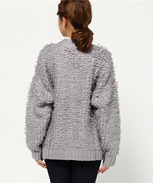 archives（アルシーヴ）の「ループ編みトッパーニットカーディガン（カーディガン/ボレロ・レディース・グレー/ブラウン/ピンク・MEDIUM）」の6枚目の写真