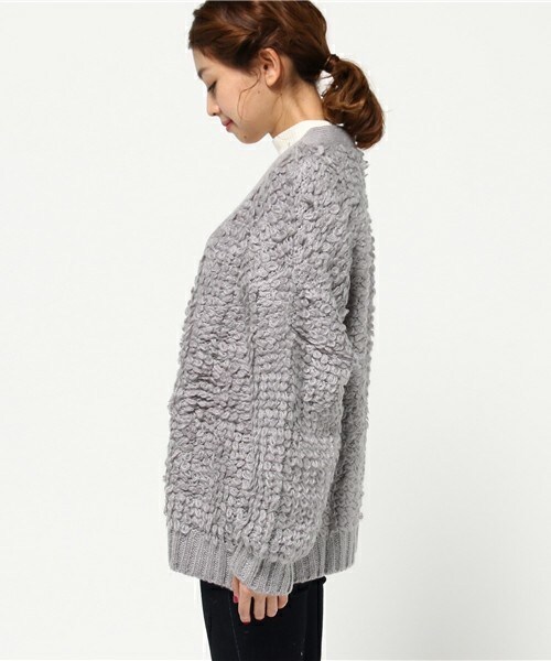 archives（アルシーヴ）の「ループ編みトッパーニットカーディガン（カーディガン/ボレロ・レディース・グレー/ブラウン/ピンク・MEDIUM）」の5枚目の写真