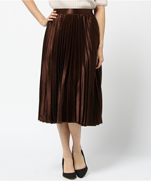archives（アルシーヴ）の「シャイニープリーツスカート（スカート・レディース・ブラック/ダークブラウン/ピンク・MEDIUM）」の3枚目の写真