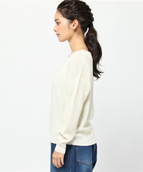 archives（アルシーヴ）の「襟レースアゼ編みニットプルオーバー（ニット/セーター・レディース・オフホワイト/ブラック/グレー・MEDIUM）」の5枚目の写真