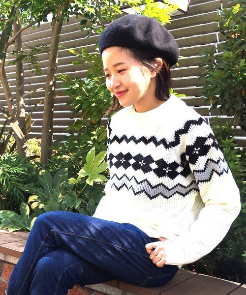 archives（アルシーヴ）の「ノルディック柄ハイネックニットプルオーバー（ニット/セーター・レディース・オフホワイト/ブラック/グレー・MEDIUM）」の2枚目の写真