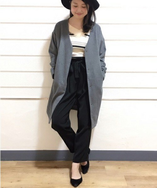 archives（アルシーヴ）の「ノーカラーラグランコート（ノーカラージャケット・レディース・アイボリー/ブラック/グレー・MEDIUM）」の14枚目の写真