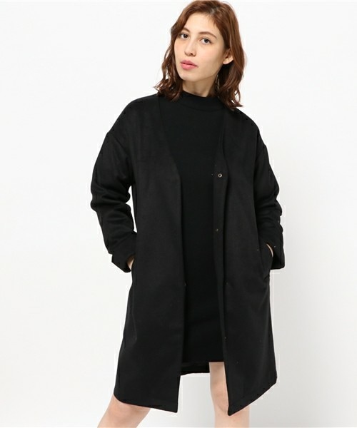 archives（アルシーヴ）の「ノーカラーラグランコート（ノーカラージャケット・レディース・アイボリー/ブラック/グレー・MEDIUM）」の2枚目の写真