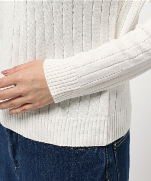 archives（アルシーヴ）の「ワイドリブレースアップニット（ニット/セーター・レディース・オフホワイト/ブラウン/ピンク・MEDIUM）」の8枚目の写真