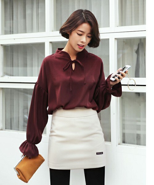 DHOLIC（ディーホリック）の「タイトミニマルスカート（スカート・レディース・マスタード/クリーム/ダークオレンジ/ダークグレー/レッド・S/M/L）」の2枚目の写真