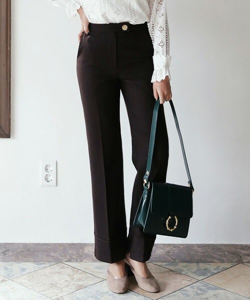 DHOLIC（ディーホリック）の「ウール混スマートスラックスパンツ（その他パンツ・レディース・オートミール/チョコブラウン/ブラック/グリーン・S/M）」の2枚目の写真