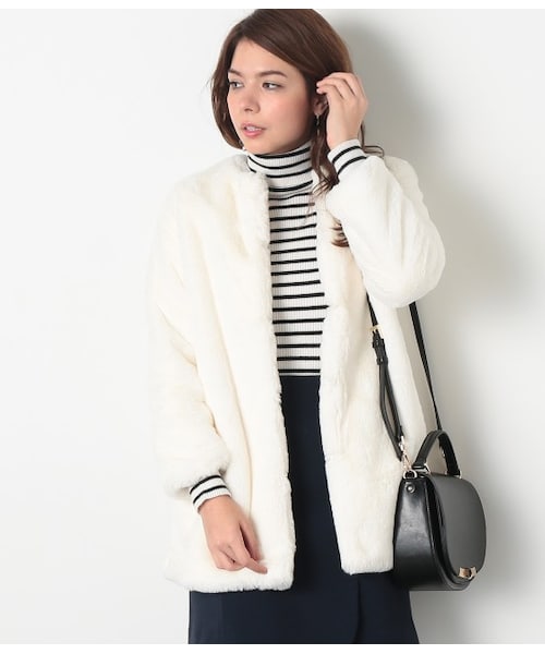 VIS（ビス）の「フェイクファーノーカラーコート（）」 - WEAR