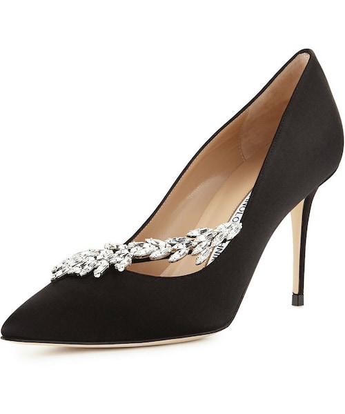 Manolo Blahnik（マノロ・ブラニク）の「Manolo Blahnik Nadira Jeweled Satin 90mm Pump, Black（パンプス・レディース・Black・5B/35EU/8.5B/38.5EU/10.5B/40.5EU/10B/40EU/5.5B/35.5EU/6B/36EU/8B/38EU/7.5B/37.5EU/7B/37EU/11B/41EU/12B/42EU/9.5B/39.5EU/6.5B/36.5EU/9B/39EU）」の2枚目の写真