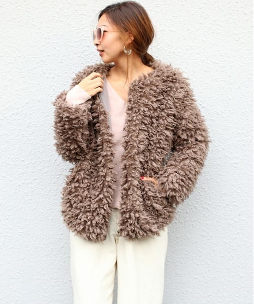 Bab Bou Jeloud(バブブージュルード)の「【Bab】プードルファーコート(ブルゾン・レディース・ホワイト/モカ/ピンク・FREE)」の2枚目の写真