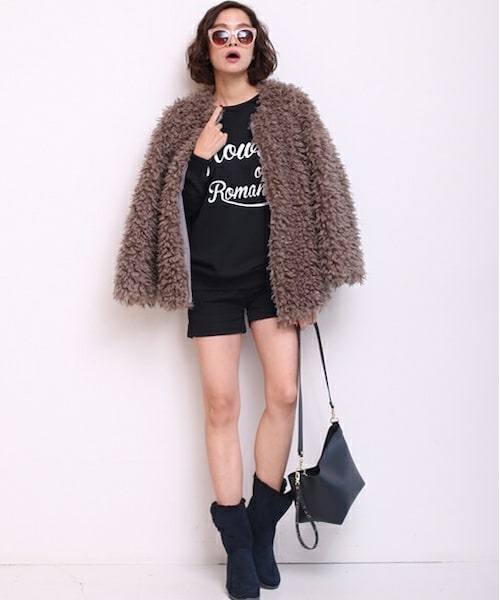 Bab Bou Jeloud(バブブージュルード)の「【Bab】プードルファーコート(ブルゾン・レディース・ホワイト/モカ/ピンク・FREE)」の4枚目の写真