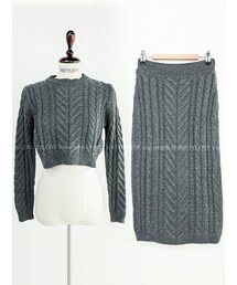 INSTYLEFIT | ケーブル編みニットトップス&スカートセット(ワンピース)