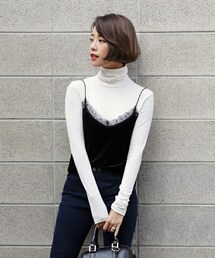 DHOLIC | レースVネックべロアビスチェ(その他トップス)