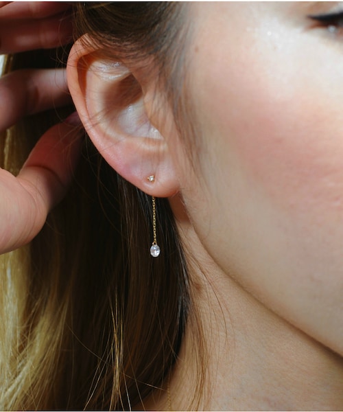 pinacoteca（ピナコテーカ）の「ピナコテーカ 690 ブリン ストーン キュービックジルコニア チェーン ピアスキャッチ 4ミリ（ピアス（両耳用）・レディース・ゴールド・Free）」の2枚目の写真