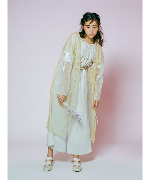 merry jenny（メリージェニー）の「スモッキングオールインワン（オールインワン・サロペット・レディース・アイボリー/グレー/ネイビー・F）」の4枚目の写真