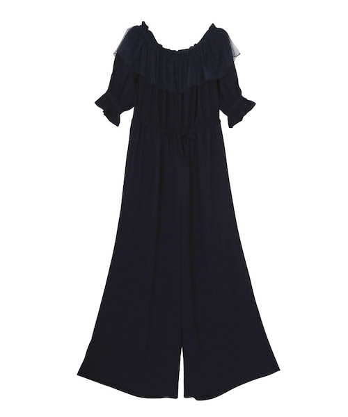 merry jenny（メリージェニー）の「スモッキングオールインワン（オールインワン・サロペット・レディース・アイボリー/グレー/ネイビー・F）」の3枚目の写真