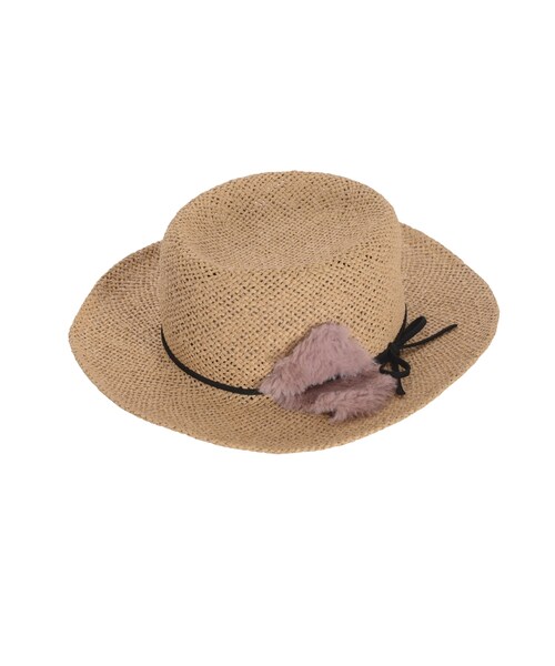 merry jenny（メリージェニー）の「リボンストローハット（帽子・レディース・ブラック/ベージュ・F）」の2枚目の写真