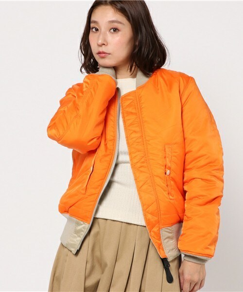 Alpha Industries(アルファインダストリーズ)の「ALPHA INDUSTRIES MA-1(ミリタリージャケット・レディース・ブラック/ベージュ/カーキ・34)」の18枚目の写真