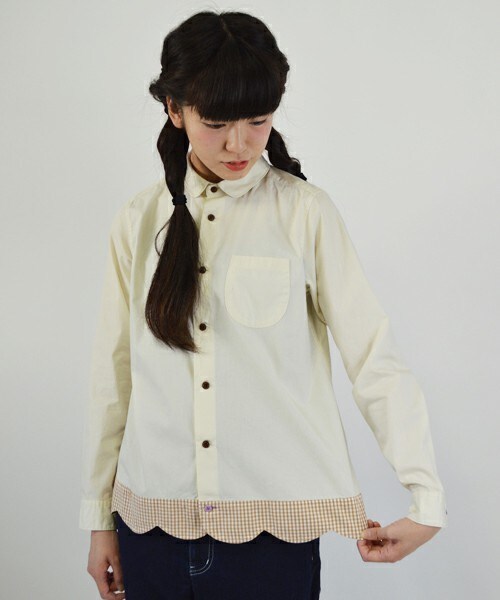 FRAPBOIS half（フラボアハーフ）の「パーラーシャツ（シャツ/ブラウス・レディース・ホワイト/ベージュ・1/2）」の4枚目の写真