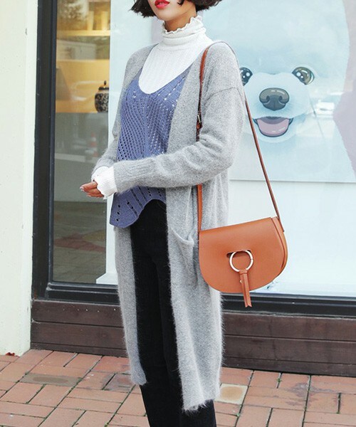 DHOLIC（ディーホリック）の「アンゴラ混オープンニットカーディガン（カーディガン/ボレロ・レディース・ディープピンク/グレー/ブラウン/ブラックグレー・FREE）」の3枚目の写真