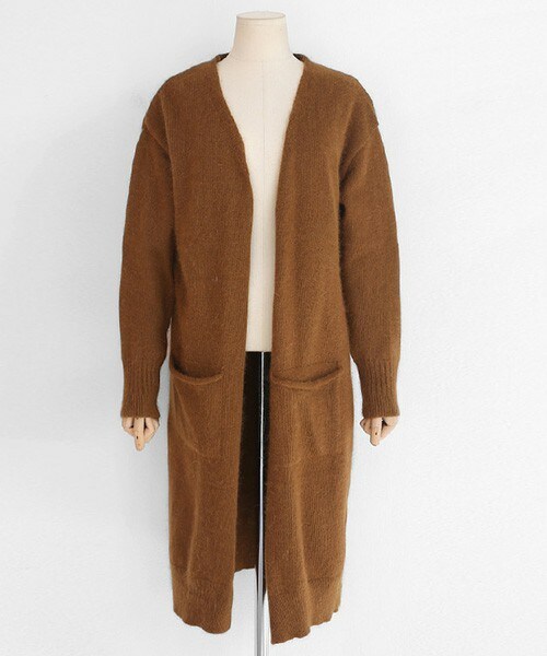 DHOLIC（ディーホリック）の「アンゴラ混オープンニットカーディガン（カーディガン/ボレロ・レディース・ディープピンク/グレー/ブラウン/ブラックグレー・FREE）」の4枚目の写真