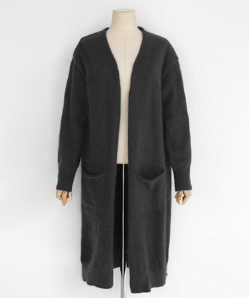 DHOLIC（ディーホリック）の「アンゴラ混オープンニットカーディガン（カーディガン/ボレロ・レディース・ディープピンク/グレー/ブラウン/ブラックグレー・FREE）」の2枚目の写真