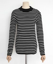 DHOLIC | モックネックボーダーニットTシャツ(ニット/セーター)