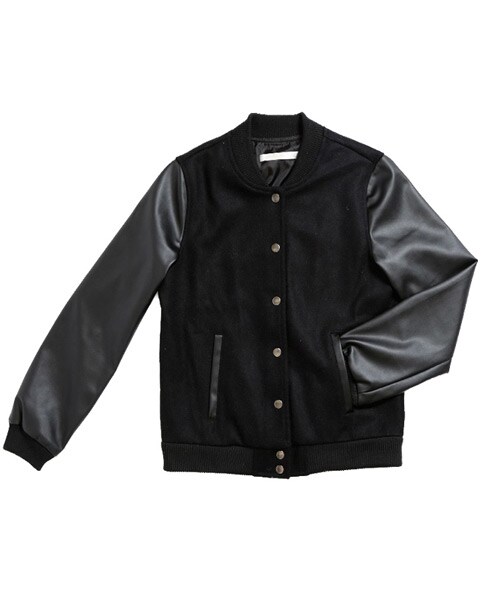 aimoha（アイモハ）の「バイカラーレザースリーブメルトンブルゾン（ブルゾン・レディース・ネイビー/グレー/ブラック・M/S）」の3枚目の写真