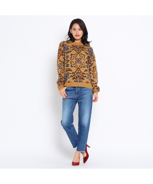 OZOC（オゾック）の「総柄ニットプルオーバー（トップス・レディース・ベージュ系/オフホワイト・その他）」の9枚目の写真