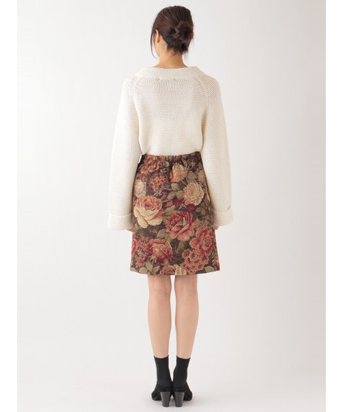 w closet(ダブルクローゼット)の「ジャガード織り台形スカート(スカート・レディース・ネコ/花・FREE)」の5枚目の写真