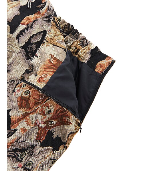 w closet(ダブルクローゼット)の「ジャガード織り台形スカート(スカート・レディース・ネコ/花・FREE)」の8枚目の写真