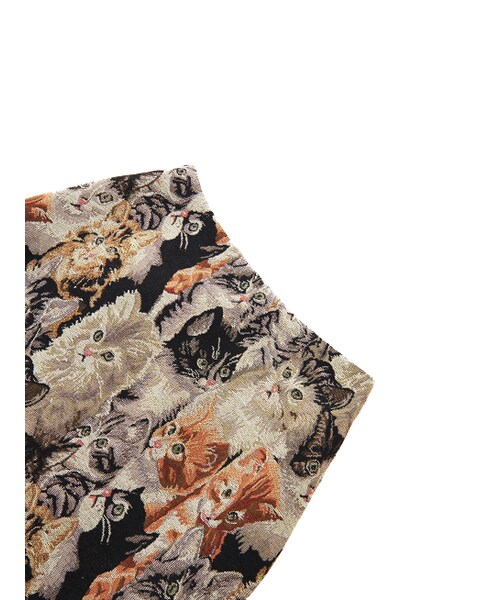 w closet(ダブルクローゼット)の「ジャガード織り台形スカート(スカート・レディース・ネコ/花・FREE)」の6枚目の写真