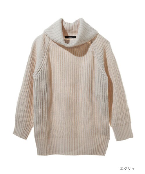 w closet（ダブルクローゼット）の「片畦編みタートルネックニット（トップス・レディース・エクリュ/グレー/ピンクベージュ・FREE）」の3枚目の写真