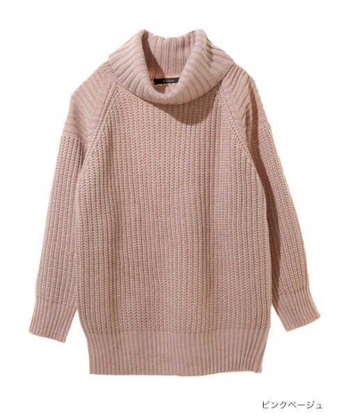 w closet（ダブルクローゼット）の「片畦編みタートルネックニット（トップス・レディース・エクリュ/グレー/ピンクベージュ・FREE）」の2枚目の写真