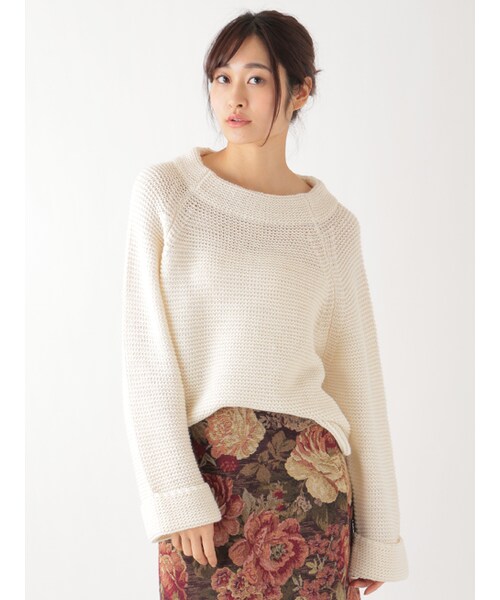 w closet（ダブルクローゼット）の「ガーター編みボトルネックニット（トップス・レディース・オフホワイト/Lグレー/Dピンク・FREE）」の4枚目の写真