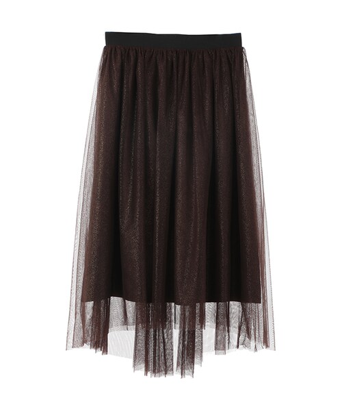 31 Sons de mode（トランテアン　ソン　ドゥ　モード）の「≪新作≫ラメチュールミディ丈スカート《予約アイテム》（スカート・レディース・ベージュ/ブラウン・36）」の2枚目の写真