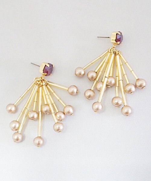 PAULOWNIA(ポロウニア)の「スワロフリンジ(ピアス(両耳用)・レディース・レッド/ゴールド/ブラック・Free)」の1枚目の写真