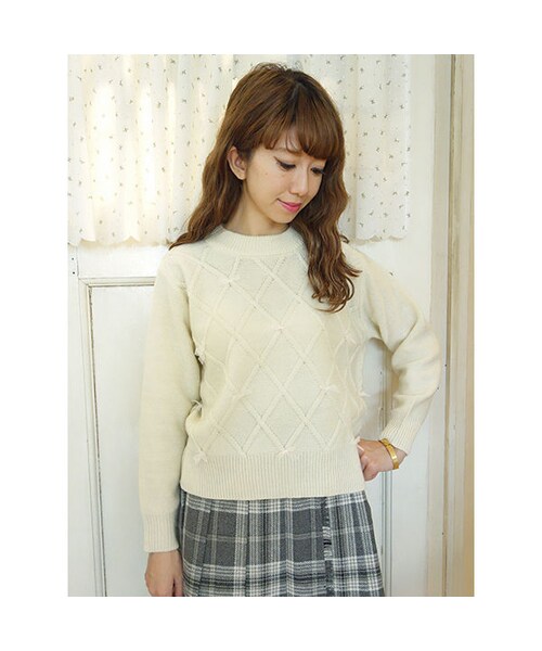 F i.n.t（フィント）の「ダイヤ編みプチリボンニットプルオーバー/F i.n.t（ニット/セーター・レディース・その他）」の4枚目の写真