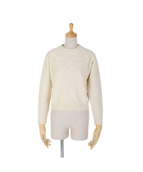 F i.n.t（フィント）の「ダイヤ編みプチリボンニットプルオーバー/F i.n.t（ニット/セーター・レディース・その他）」の3枚目の写真